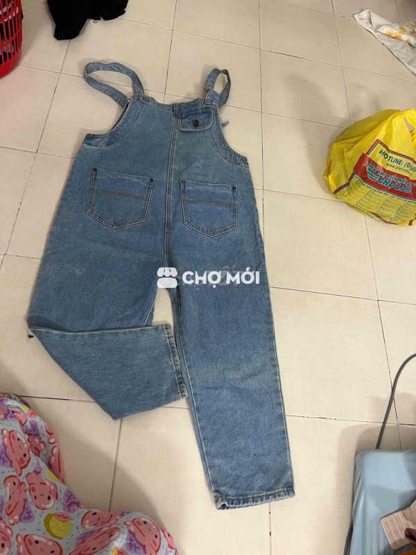 Quần yếm nữ Vải bò Xanh nhạt