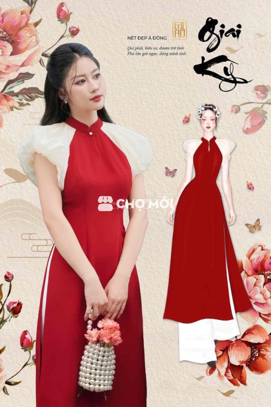 Áo dài cách tân GIIAN Nữ Đỏ size M