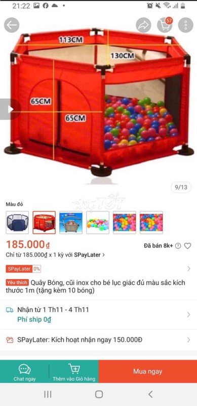 Quây bóng Lục giác Inox Đỏ