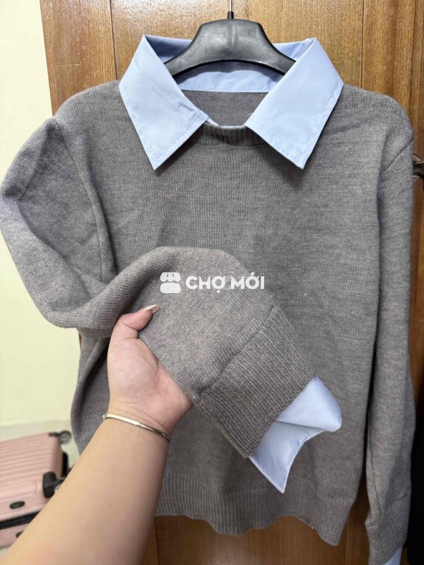 Áo nỉ nữ cổ sơ mi