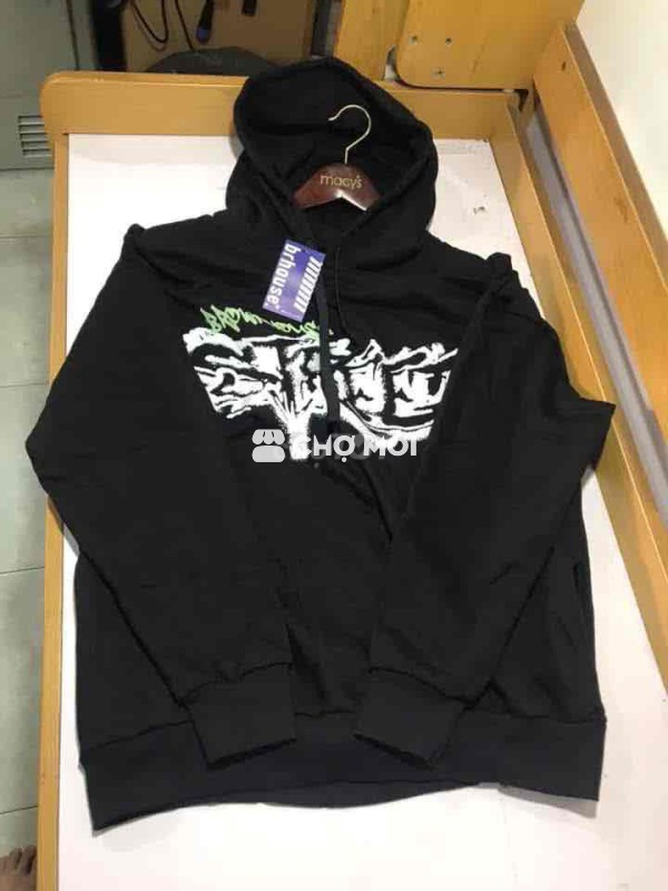 Áo hoodie vải thun đen