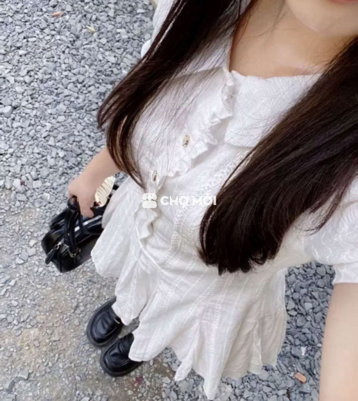 Đầm Nữ Vải mềm mại Trắng Đơn giản