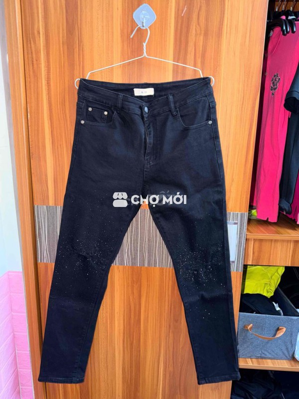 Quần jean nam vải jean đen size 31-32