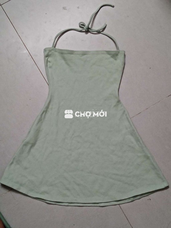 Đầm thun co dãn màu xanh nhạt độ mới ok s-m vừa
