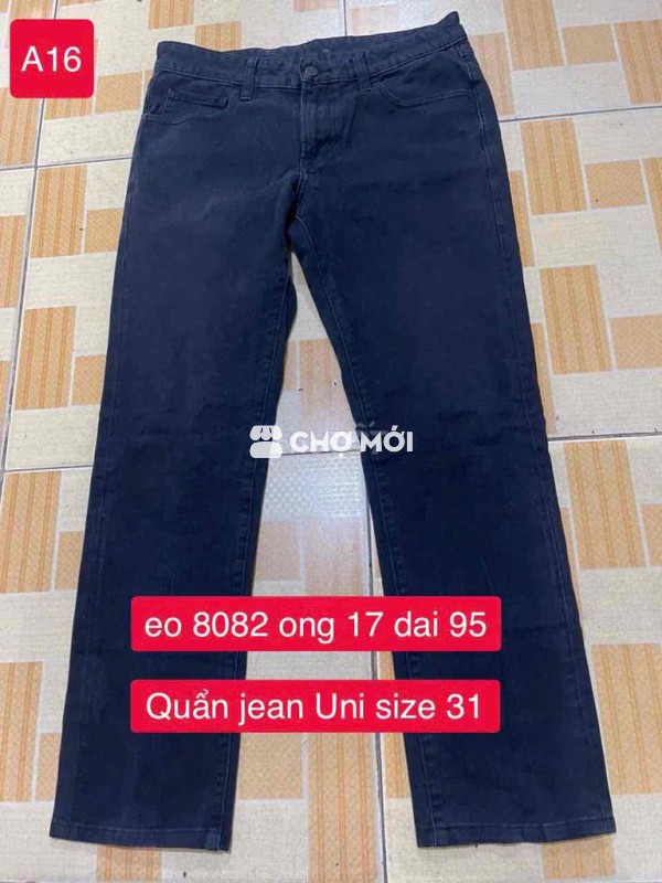 Quần jean Uni nam size 31 Đen