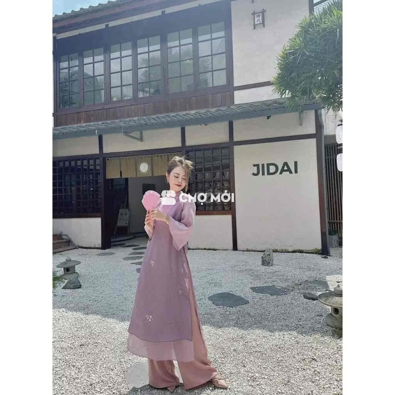 Áo dài Nữ Vải voan Tím nhạt