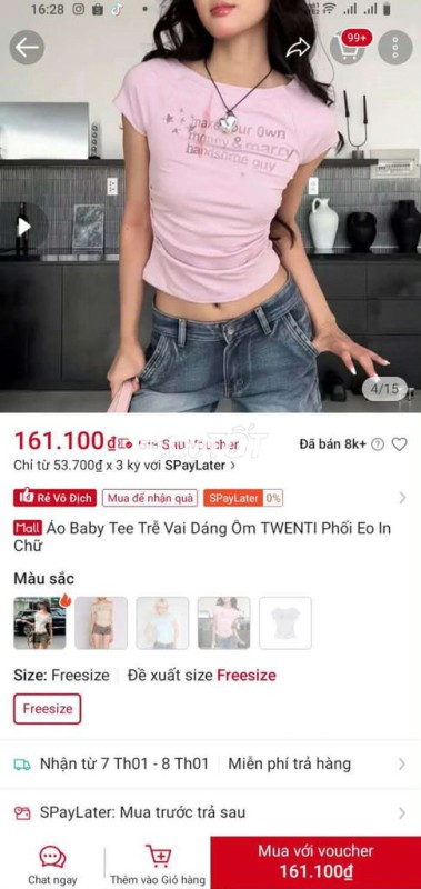 Áo Baby Tee Nữ Hồng Freesize