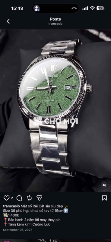 Đồng hồ Casio Mặt số Rãi Cát Bạc 39mm