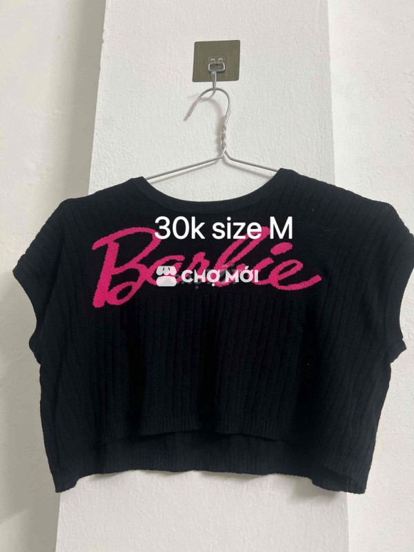 Áo croptop Barbie Nữ Đen size M