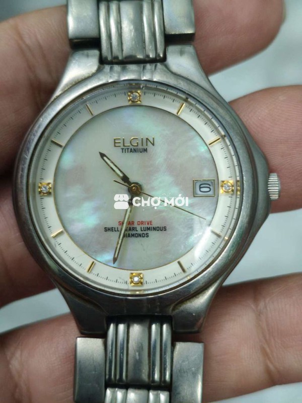 Đồng hồ Nhật solar 35mm,Titanium, 1 lịch,khảm trai