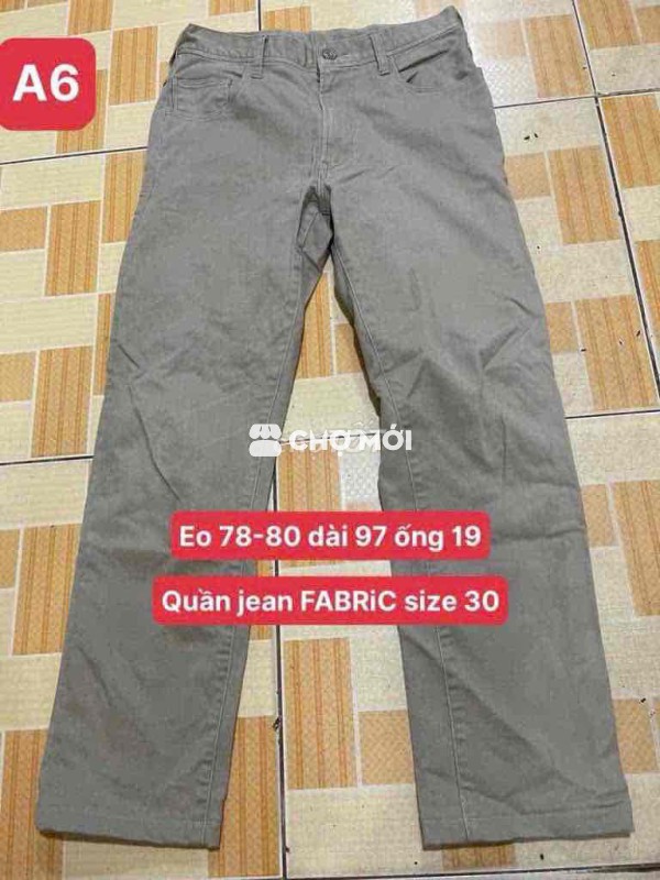 Quần jean FABRIC nam size 30 Xám