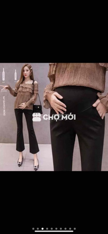 Quần bầu nữ ống loe Đen >60kg