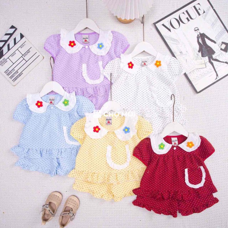 Bộ quần áo bé gái Đũi Babydoll