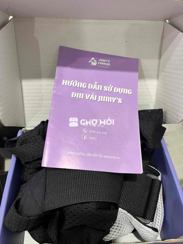 Địu vải lỗ Jumy đen size M còn mới