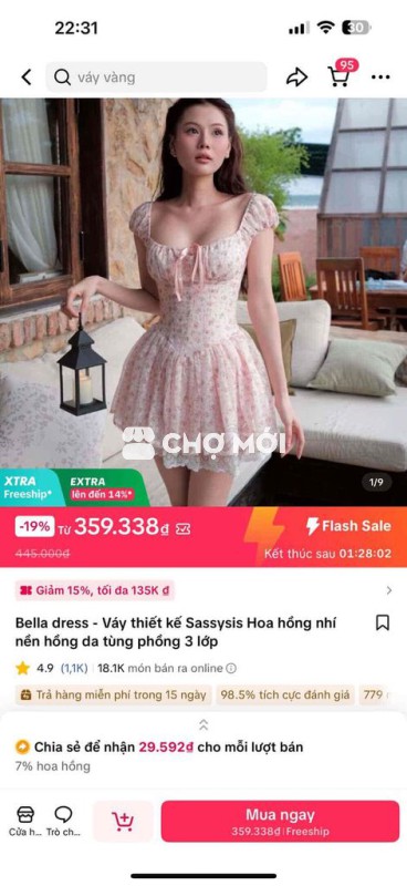 Đầm công chúa hoa nhí vintage