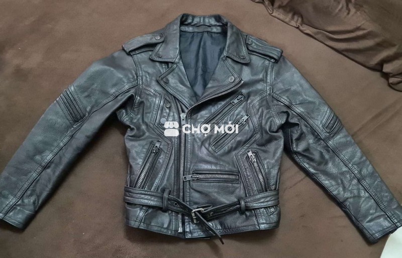 Áo khoác da bò nam đen dưới 60kg