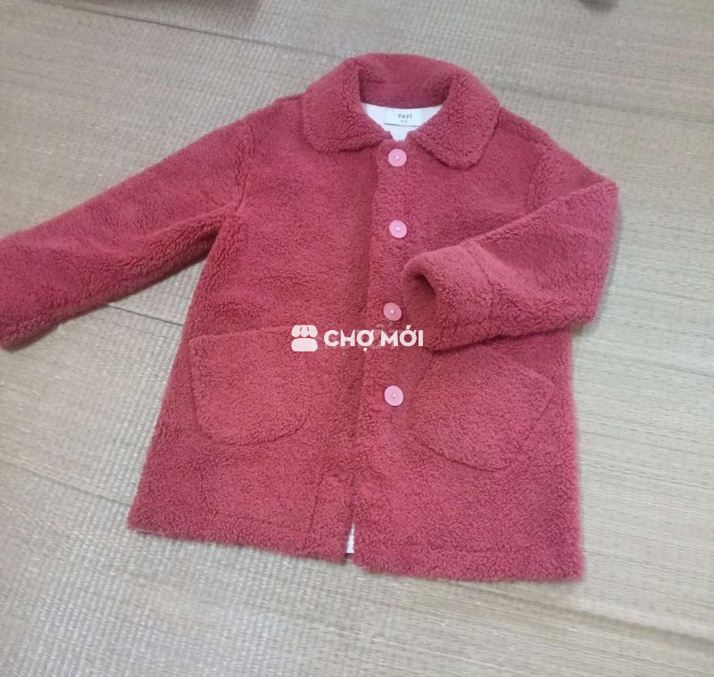 Áo lông thỏ mầu đỏ đô dáng dài lót tuyết nhung mịn