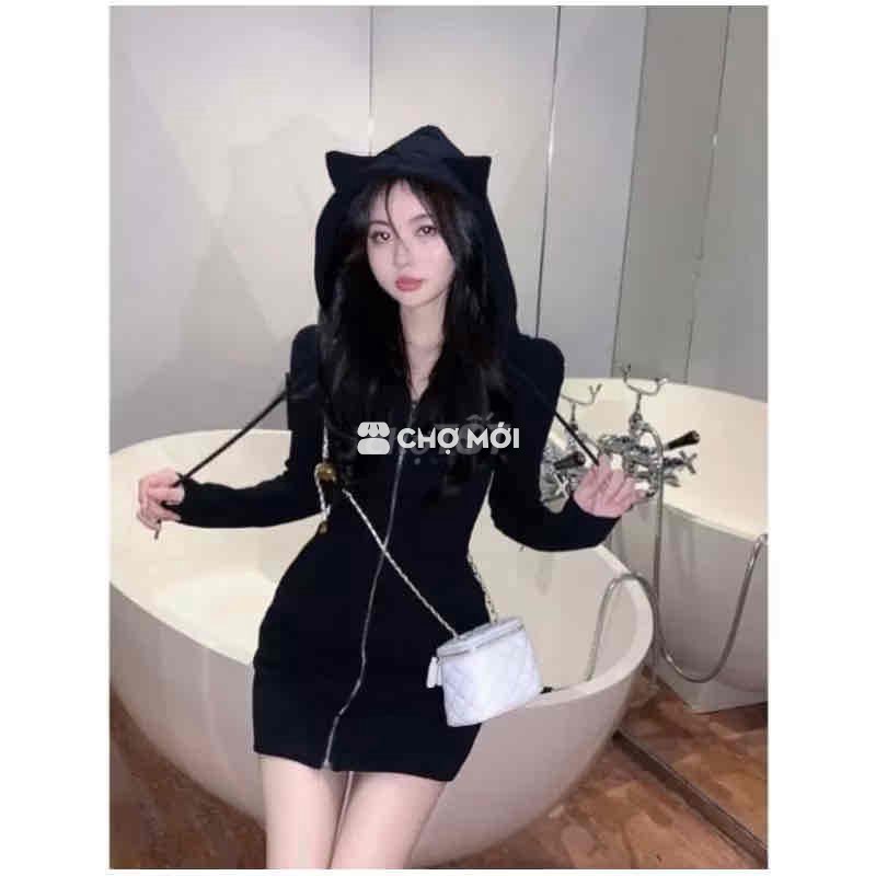 [ Thanh Lý ] Váy body tai mèo dễ thương màu đen