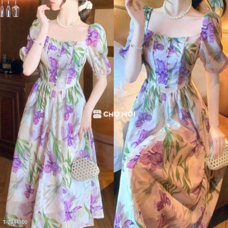 ĐẦM XÒE HOA LY TAY PHỒNG TƠ THÊU - DT1797 TTS