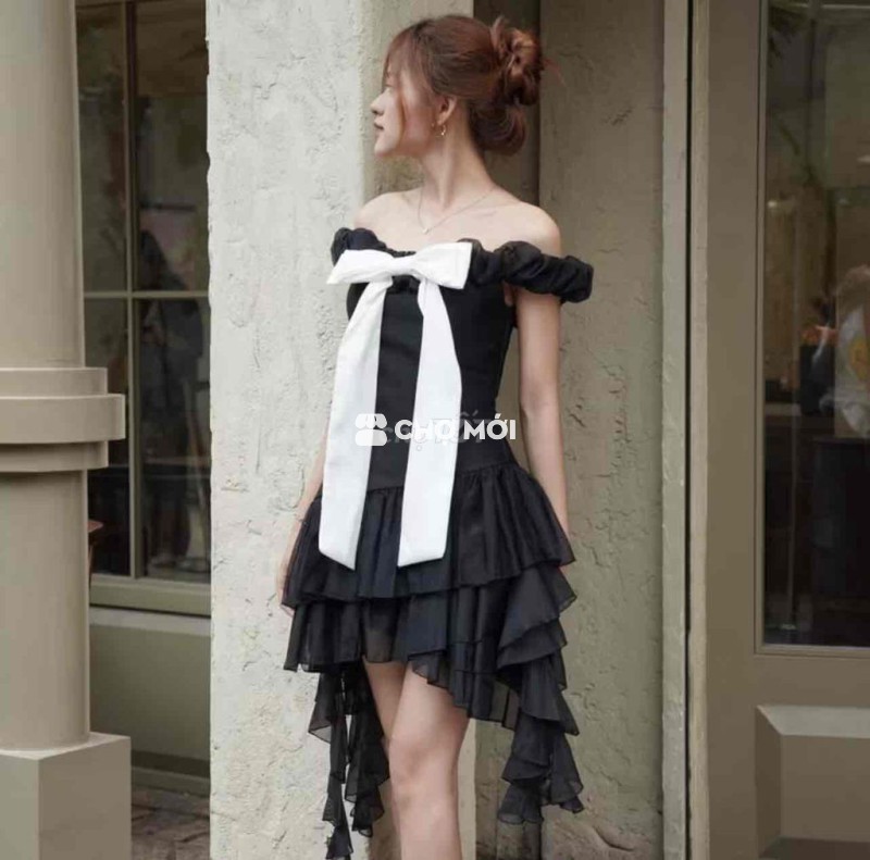 Váy dự tiệc xinh nơ trắng