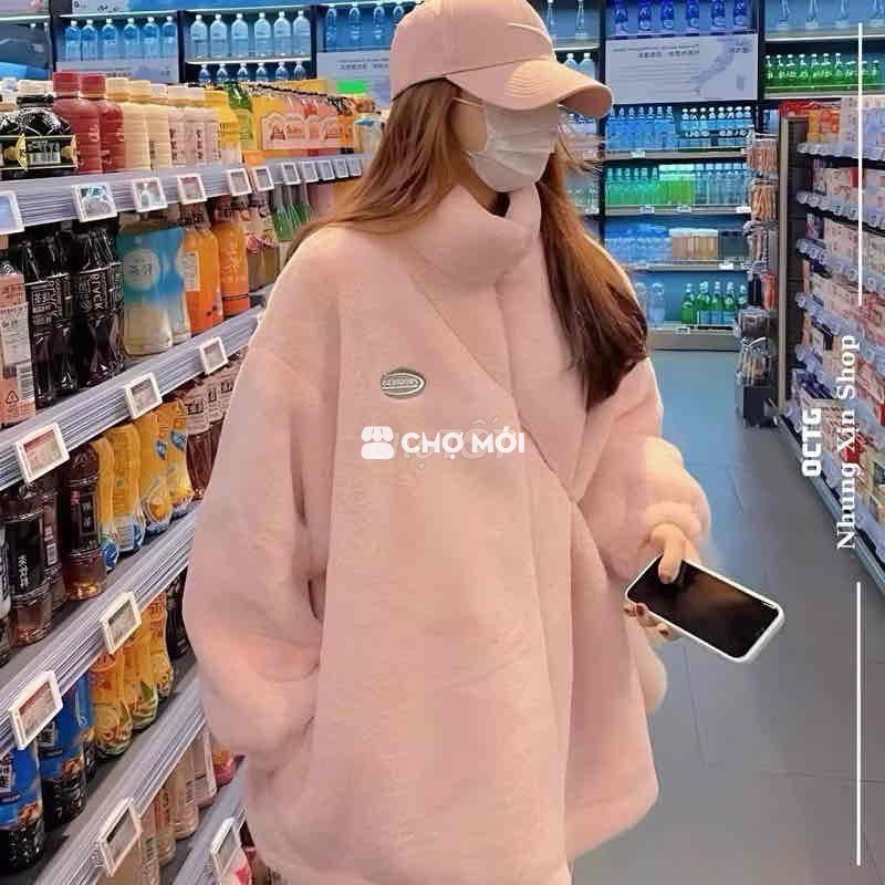 Áo khoác lông thỏ - Hồng - lông siêu mềm mịn