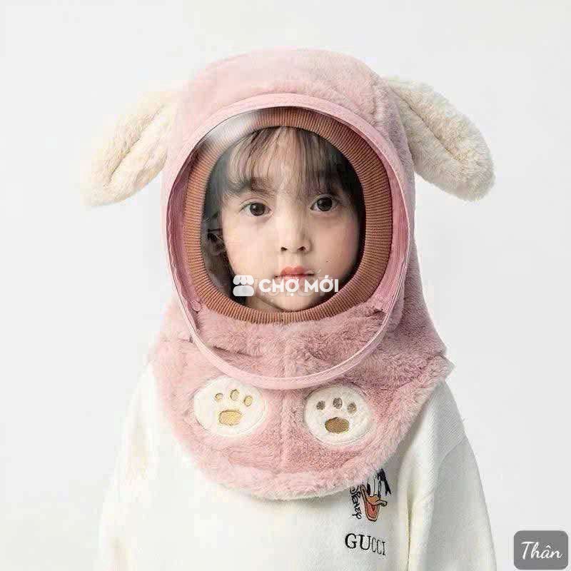 Mũ len trẻ em lông hồng