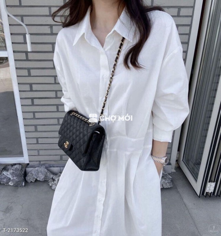ĐẦM MAXI TRẮNG CỔ SƠ MI- DT1732 TTS