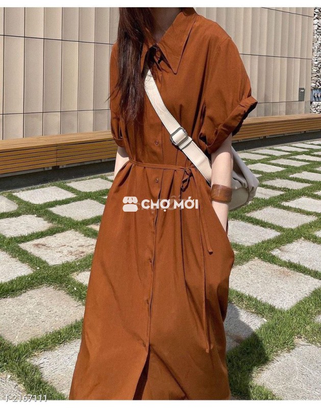 ĐẦM SUÔNG SƠ MI CAM ĐẤT - DT1729 TTS