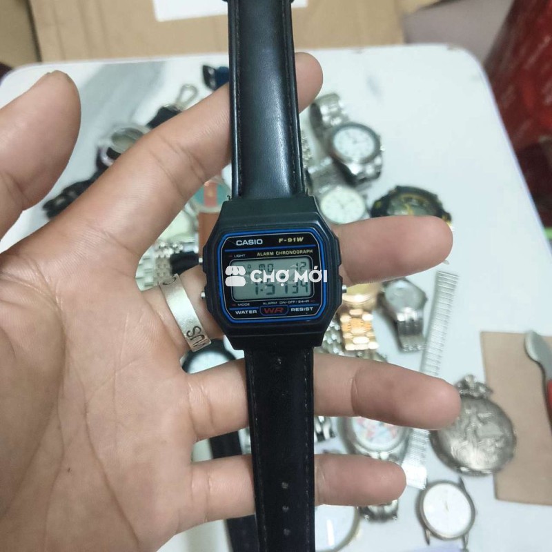 Đồng hồ Casio F-91W dây da Đen giá tốt