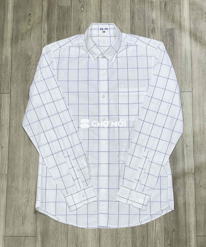 Áo sơ mi GU Nam Trắng kẻ caro M