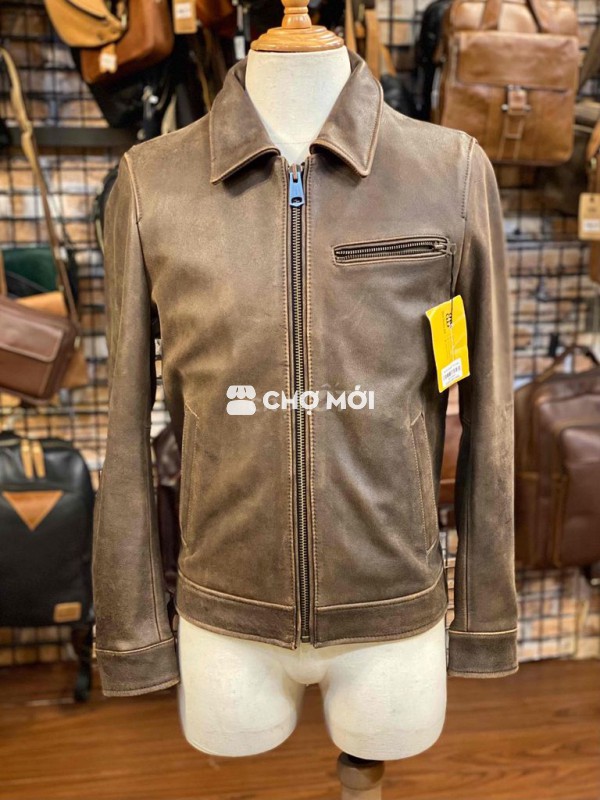 Áo khoác da nam da bò vintage cổ điển da mềm