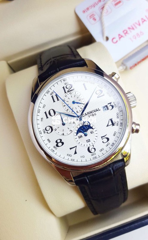 Đồng Hồ Carnival Trăng Sao 39mm Máy Cơ Chính Hãng