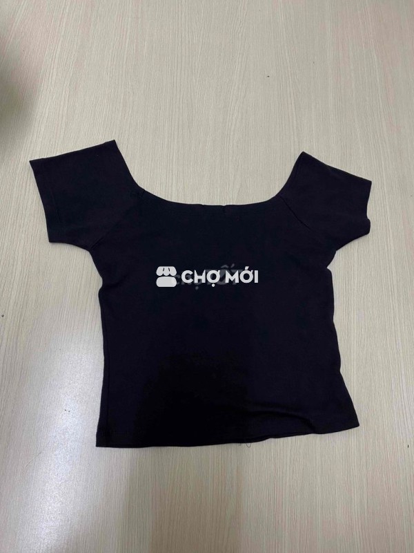 Áo trễ vai Nữ Đen Tay ngắn