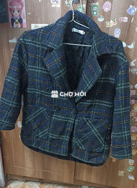 Áo khoác dạ nữ kẻ caro