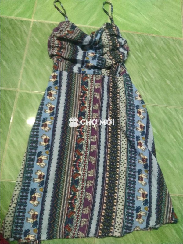 Đầm 2 dây nữ thổ cẩm mặc ngủ