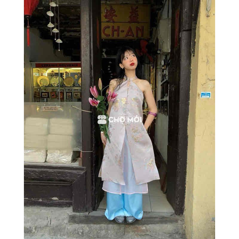 Áo dài Gonghaze Nữ Freesize Hồng nhạt Như mới