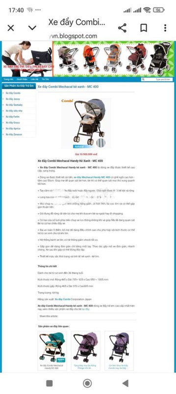 Xe đẩy em bé Combi Mechacal Handy