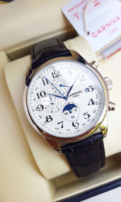 Đồng Hồ Cơ Full Box Dây Da Kim Nung Xanh Cavansite