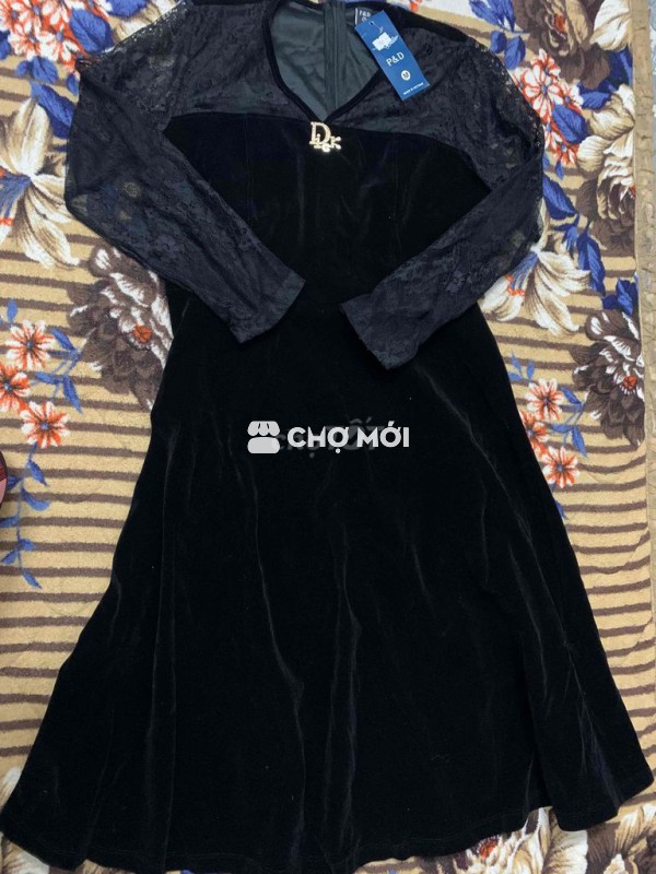 Váy Dior Nhung Nữ size M Đen