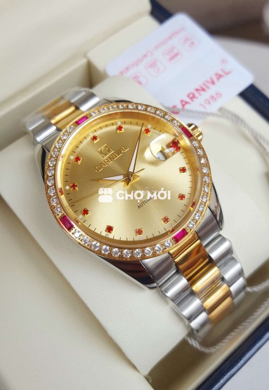 Cực Phẩm Đồng Hồ Cơ Sang Trọng Đính Đá Ruby Đỏ Mới