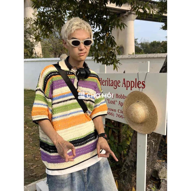 Áo len polo Unisex Len Đa sắc