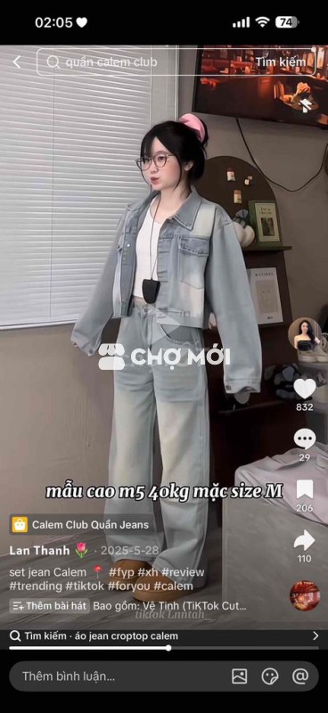 Set quần áo Calem Club Jean Unisex size M