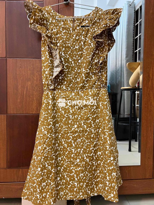 Đầm Nữ Vải kate Nâu trắng