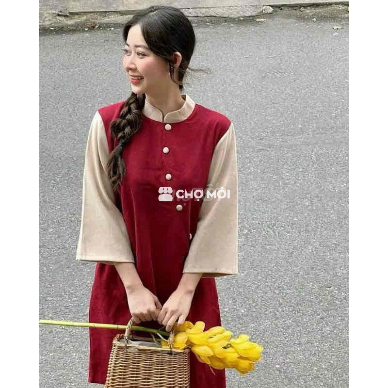 Đầm áo dài Nhung Nữ size L