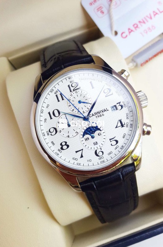 Đồng Hồ 6 Kim Full Lịch Trăng Sao Máy Cơ Carnival