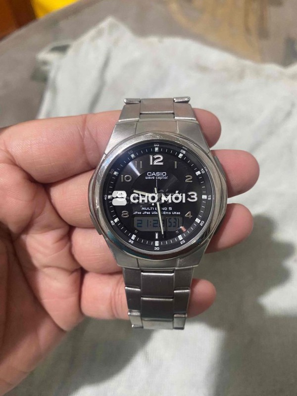 Đồng hồ Casio Wave Ceptor Nam Thép Bạc