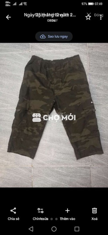 Quần short kaki Converse ArmyCargo Rằn Ri form M