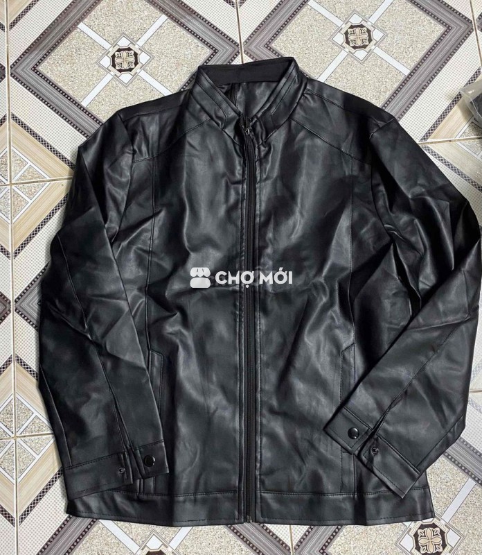 Áo khoác nam da cổ đứng