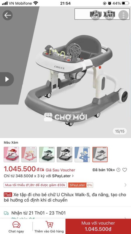 Xe tập đi Chilux Walk-S Xám