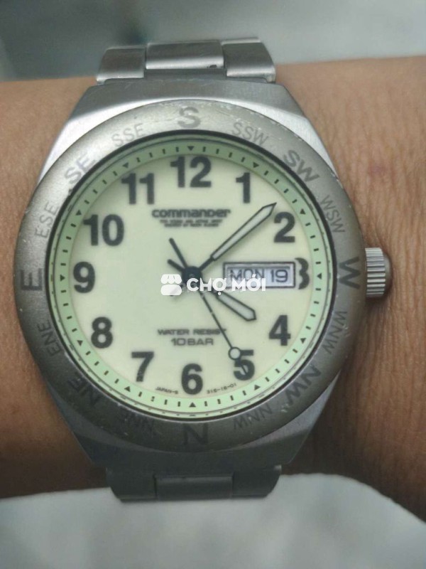 Đồng hồ Nhật 36.5mm, 2 lịch, dạ quang màn hình